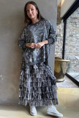 Ramone Marble Mesh Midaxi Skirt Black /50=